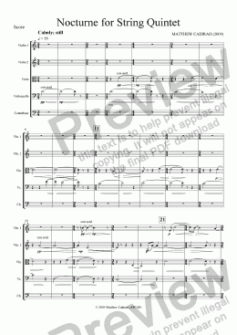 page one of Nocturne for String Quintet