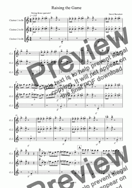 page one of Raising The Game (jazzy style!) For Clarinet Trio