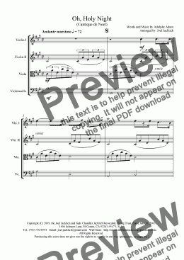 page one of O Holy Night - Cantique de Noel (String Quartet - A Major)