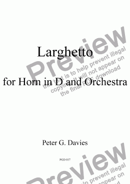page one of Larghetto for Horn in D (or F) and Piano