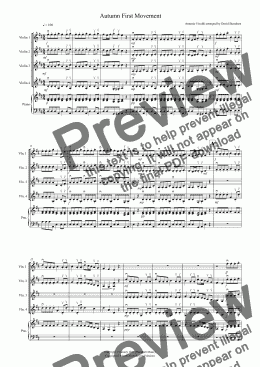 page one of Autumn "Four Seasons" For Violin Quartet