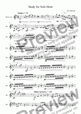 page one of Study for Solo Horn