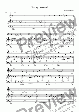 page one of Snowy Postcard (clarinet & piano vers.)