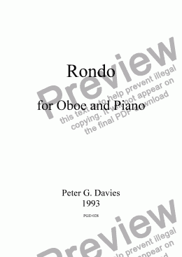 page one of Rondo for Oboe and Piano
