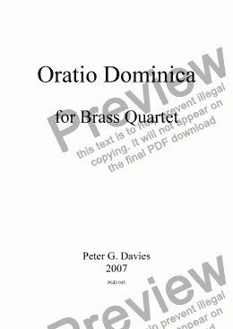 page one of Oratio Dominica for Brass Quartet