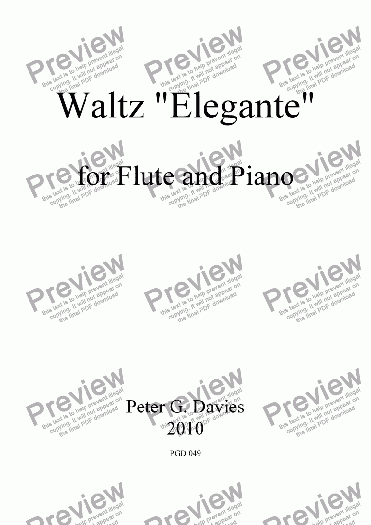 page one of Waltz "Elegante" for Flute and Piano
