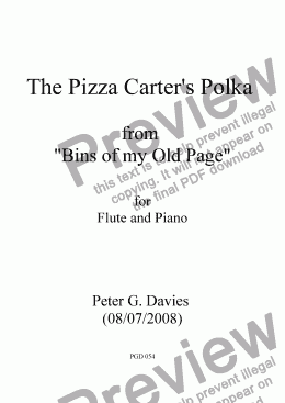 page one of The Pizza Carter’s Polka for Flute and Piano