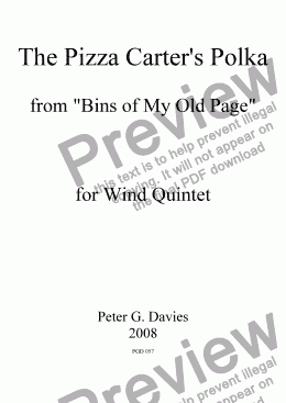 page one of The Pizza Carter’s Polka for Wind Quintet