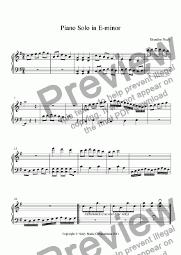 page one of Memories (Piano Solo in E-Minor)