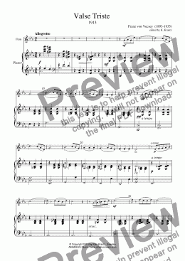 page one of Valse Triste for flute and piano