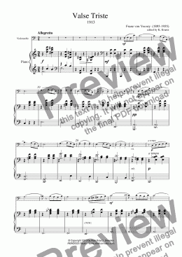 page one of Valse Triste for violoncello and piano