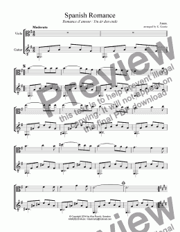page one of Spanish Romance / Romance anónimo for viola and easy guitar