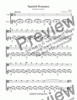 page one of Spanish Romance / Romance anónimo for viola and guitar