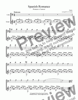 page one of Spanish Romance / Romance anónimo for cello and guitar