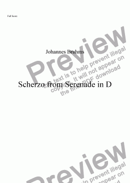 page one of Scherzo from Serenade in D
