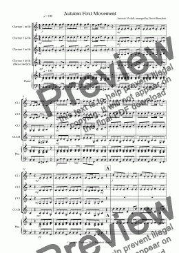 page one of Autumn "Four Seasons" For Clarinet Quartet