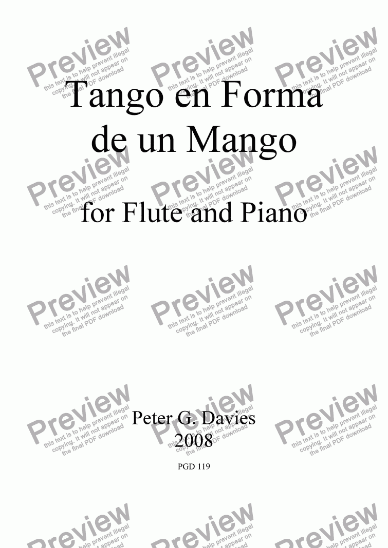 page one of Tango en Forma de un Mango for Flute and Piano