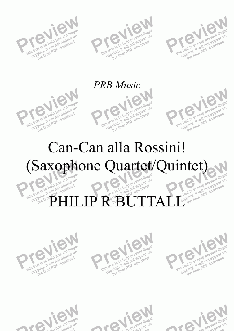 page one of Can-Can alla Rossini! (Saxophone Quartet / Quintet)