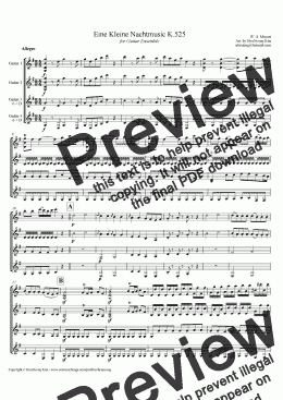 page one of Eine Kleine Nachtmusic K.525 1st Mov. for Guitar Quartet