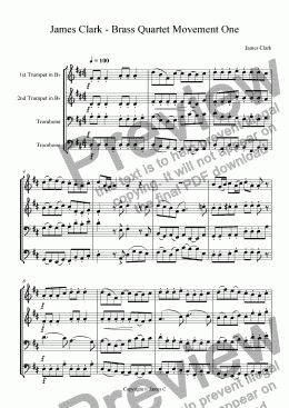 page one of East Keal Suite for Brass Quartet -  Movement One