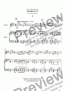 page one of Op.007 - Sonata for Violin and Piano No.2 (A Major)