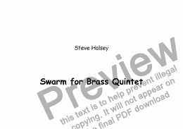 page one of Swarm for Brass Quintet