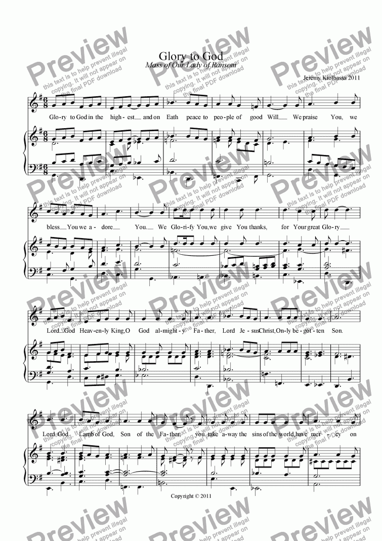 page one of Mass of Our Lady of Ransom: Gloria