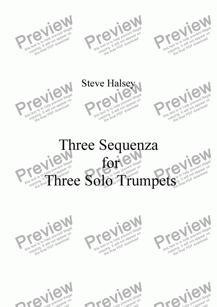 page one of Three Sequenza for 3 Trumpets