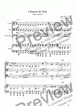 page one of Chanson de Nuit - Piano Quartet