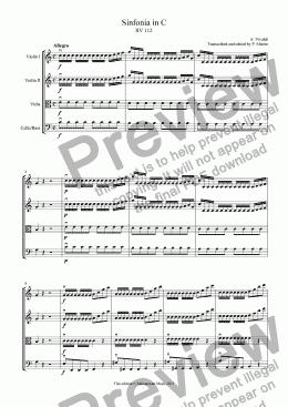 page one of Sinfonia in C - RV 112