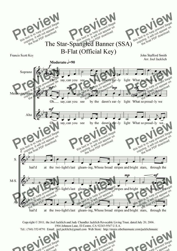 page one of The Star Spangled Banner (Bb) (SSA)