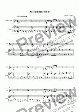 page one of Aeolian Dance in C for Piano and Bb Clarinet