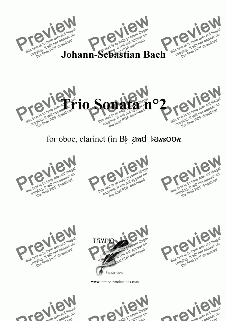 page one of Bach: Sonata n°2 in c minor BWV 527 for oboe, clarinet and bassoon