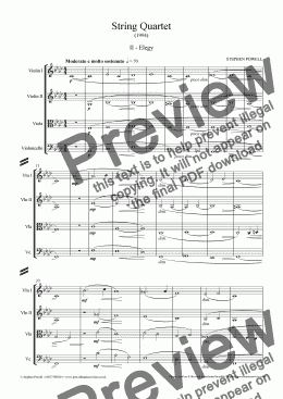 page one of String Quartet (1994) - II. Elegy