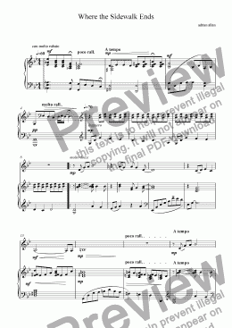 page one of Where the Sidewalk Ends -duet for violin and piano