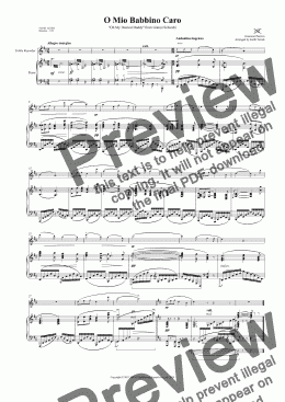 page one of O Mio Babbino Caro for Treble Recorder & Piano