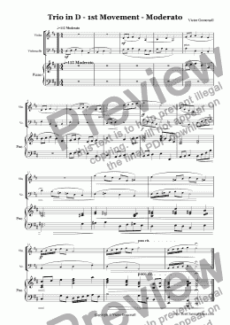 page one of Piano Trio in D major Op 8. 1st Movement - Moderato
