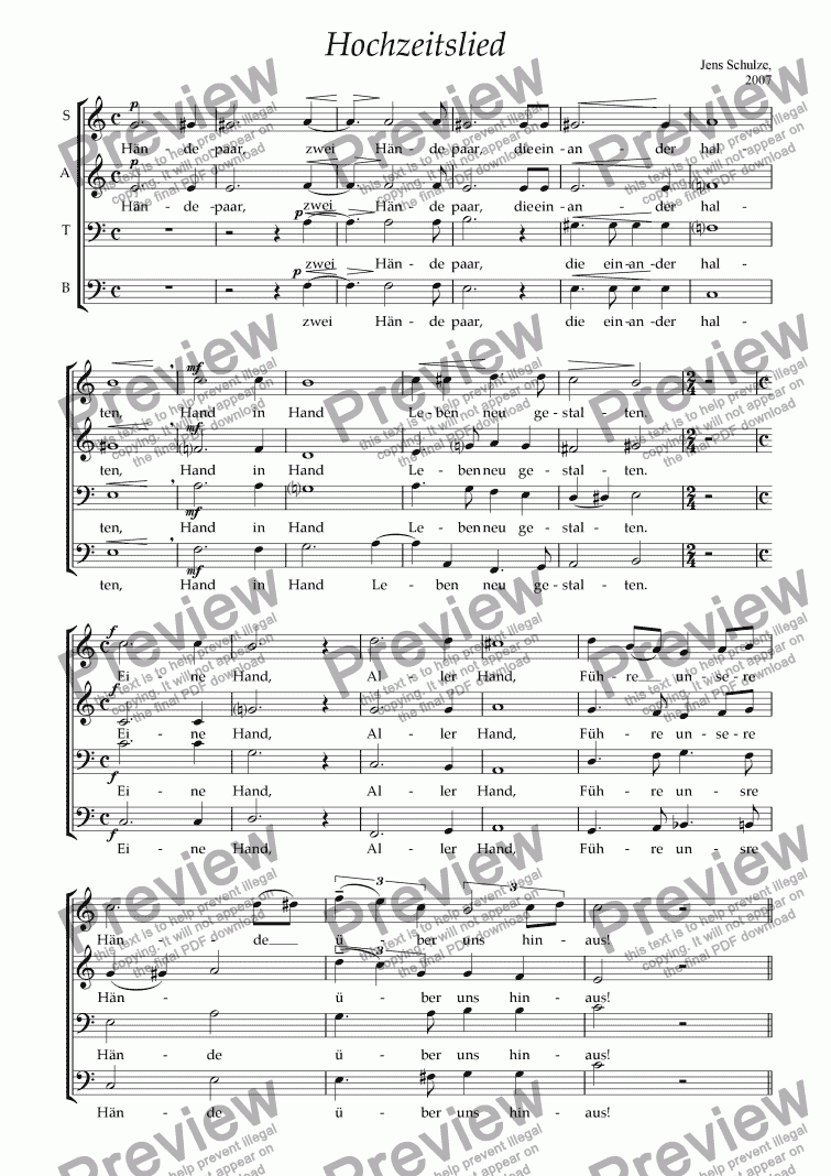 page one of Wedding Song (Hochzeitslied)