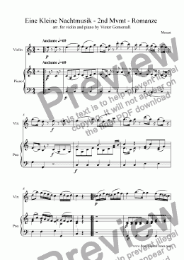 page one of Eine Kleine Nachtmusik K525 - 2nd Movt - Romanze