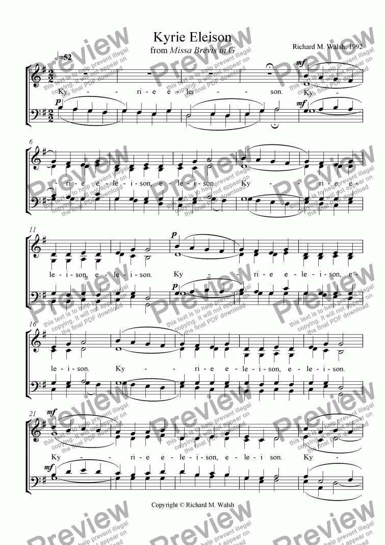 page one of Kyrie Eleison - from Missa Brevis in G