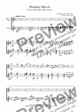 page one of Wedding March for violin or flute and guitar
