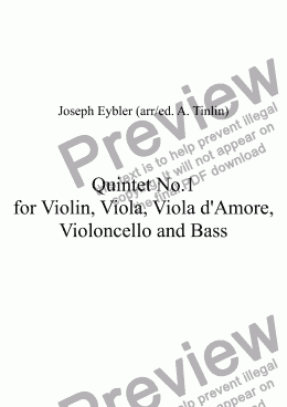 page one of Viola d'amore Quintet No.1