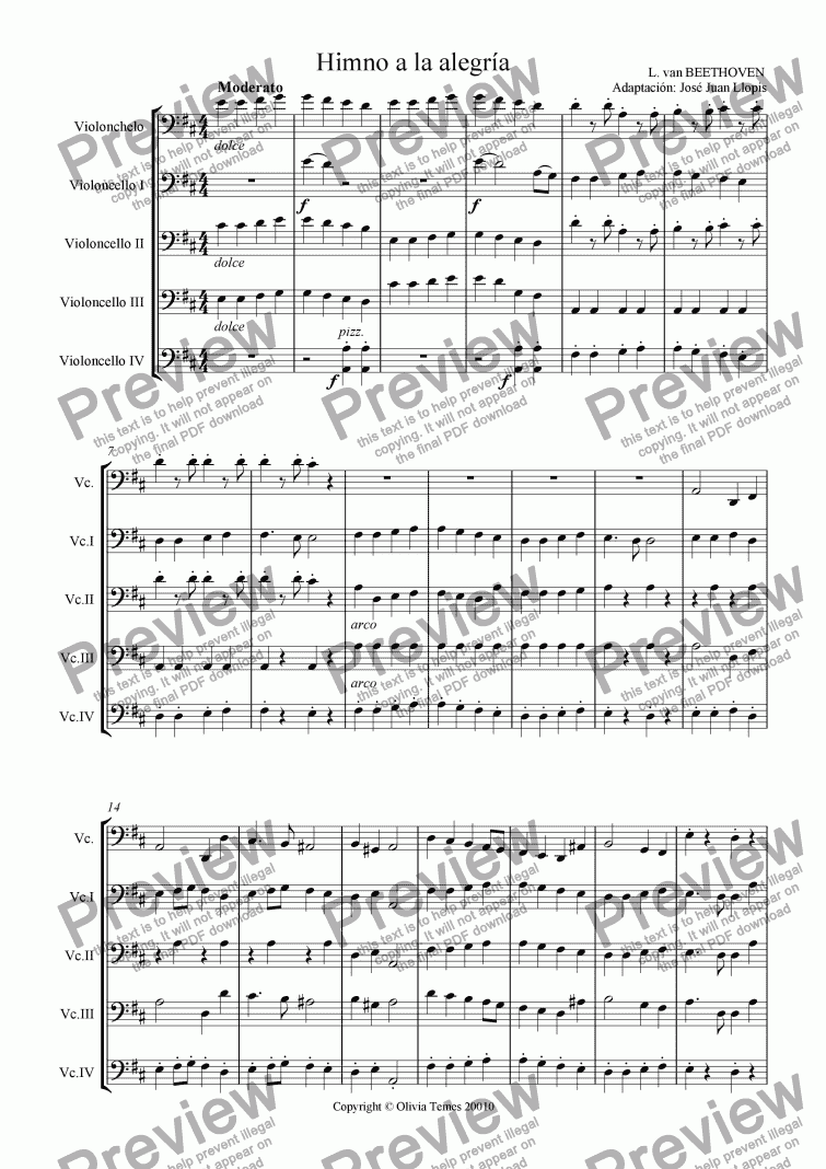 page one of Himno a la alegria