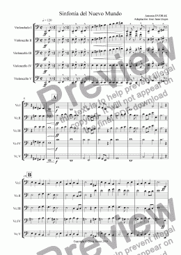 page one of Dvorak's 9th simphony theme