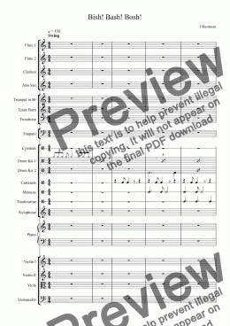 page one of SHORTMAN Bish! Bash! Bosh! (Original Concerto-style piece for 2 Drum Kits & Training Orchestra)
