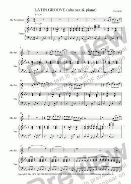 page one of LATIN GROOVE (alto sax & piano)