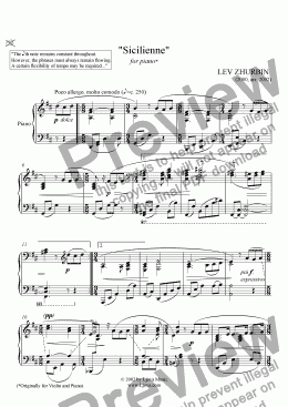 page one of "Sicilienne" for piano (arr.)