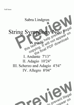 page one of String Symphony No. 1 in A minor, III. Scherzo and Adagio