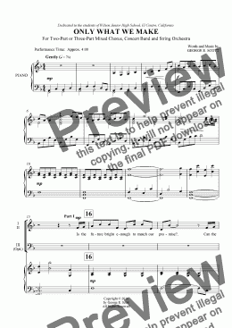 page one of Only What We Make (2- or 3-part Chorus and Piano)