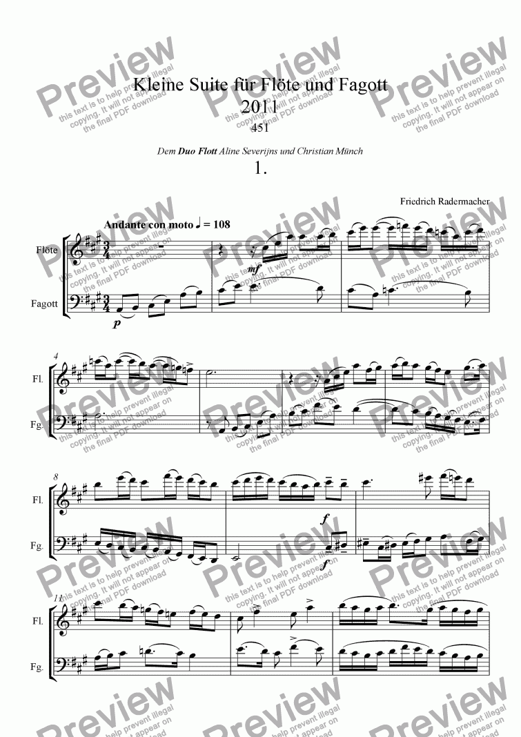 page one of Kleine Suite fuer Floete und Fagott